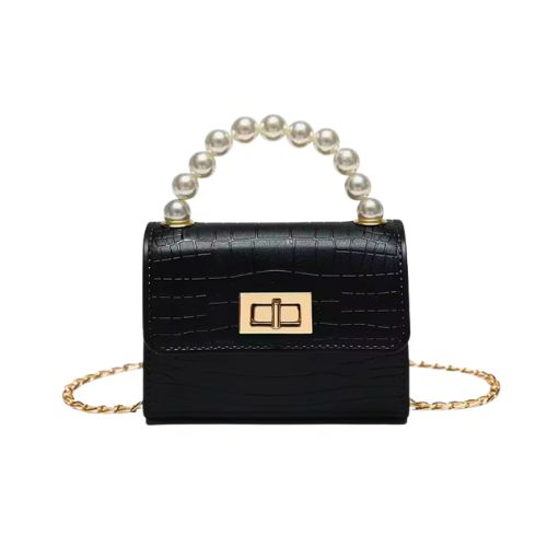 Vesperne Leather Handbag with Pearls Handle